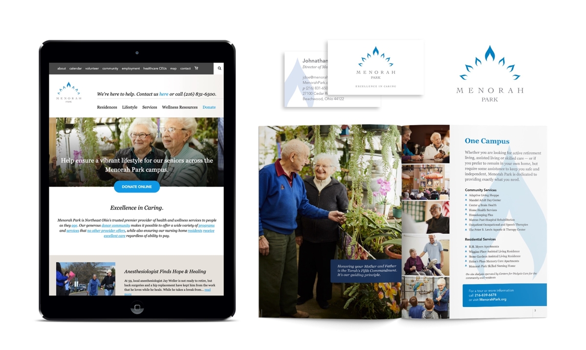 Menorah Park Digitalfirst branding, web design, mobile and kiosk